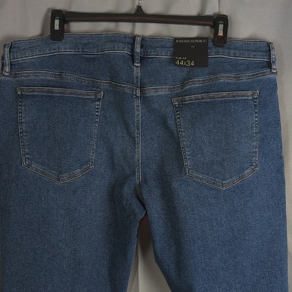 Banana Republic‎ Slim Fit 44x34 Mens Mid Rise Jeans Blue Wash Denim New